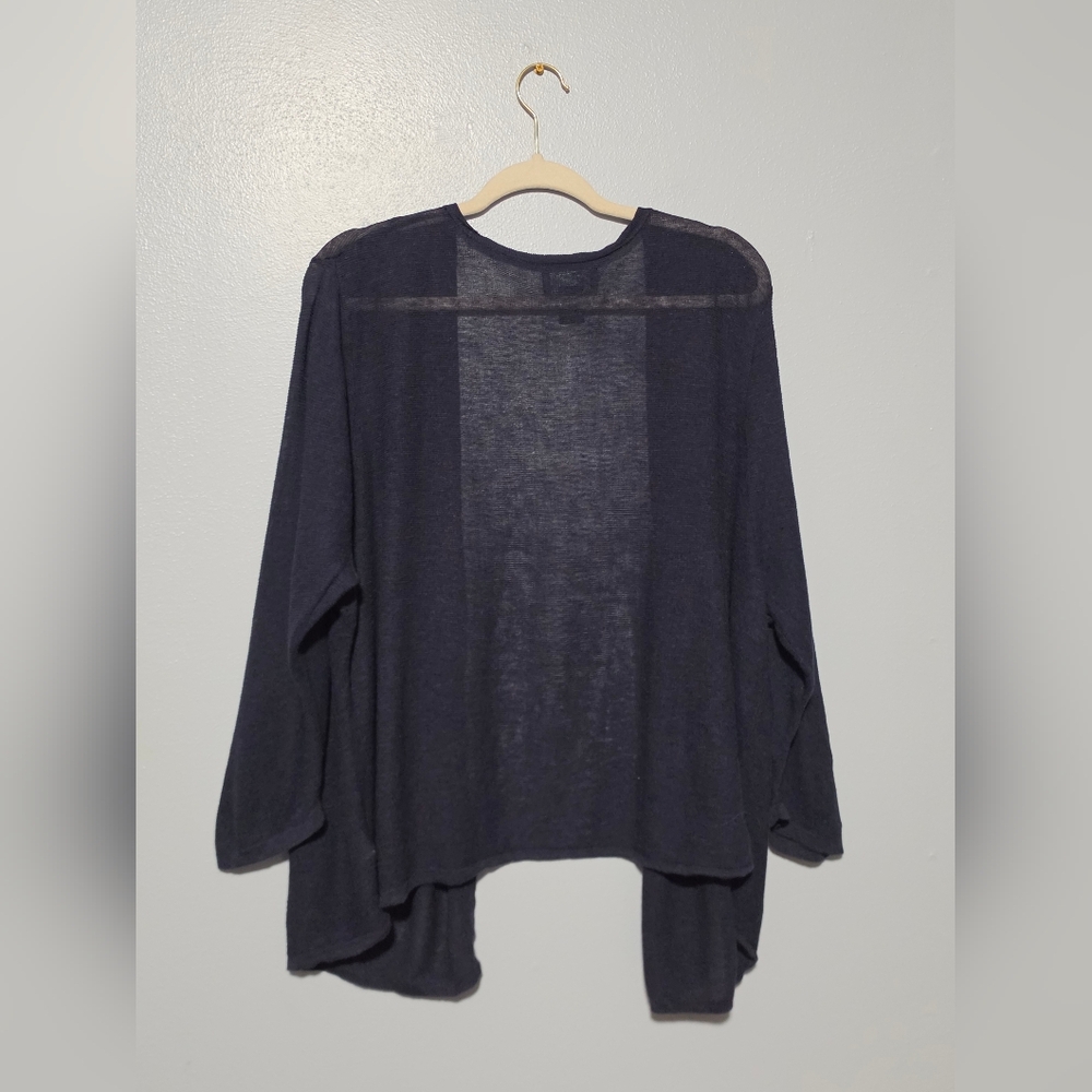 CYNTHIA ROWLEY Cardigan Womens Plus 3X Black Linen Viscose Quiet Luxury Resort - Picture 4 of 7